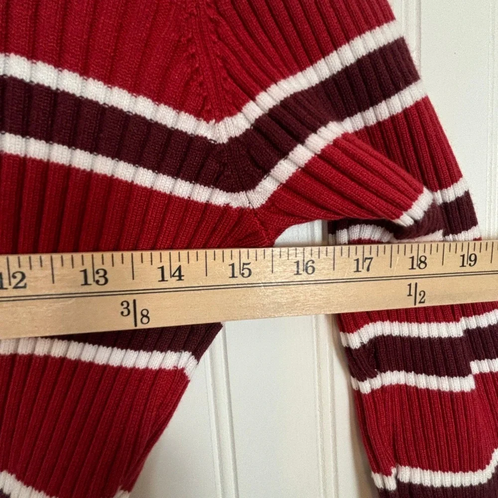 Edikted Striped Crop Top Womens S Red Ribbed Polo Y2K Retro Preppy Academia - Picture 9 of 12